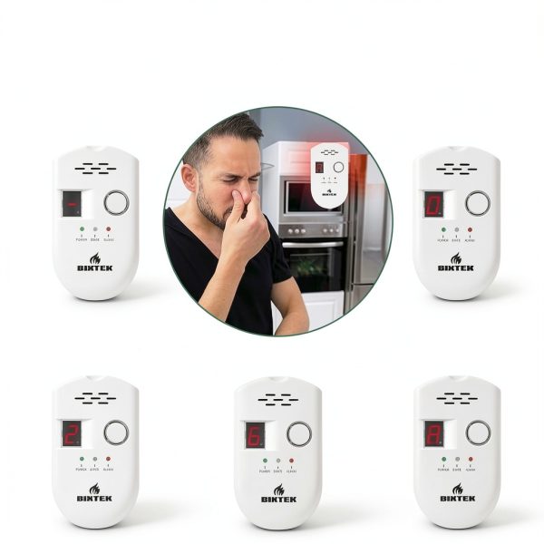 Natural Gas Leak Detector BIXTEK BRJ-502E Plug-In White Home & RV-3