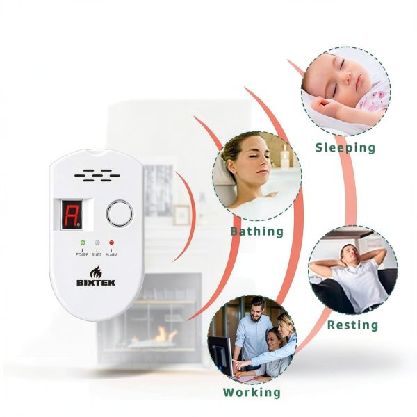 Natural Gas Leak Detector BIXTEK BRJ-502E Plug-In White Home & RV-2