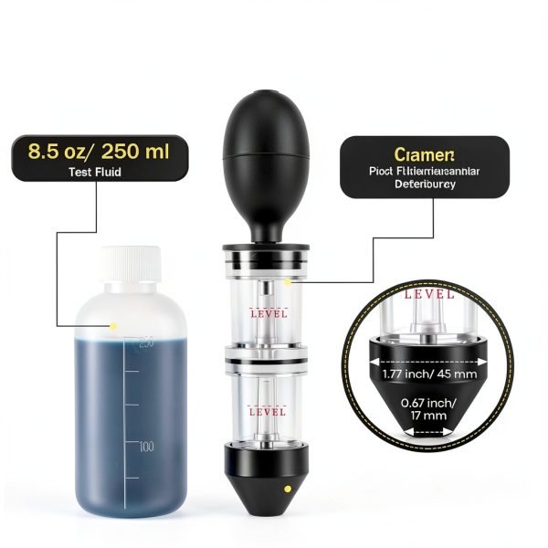 Enhon Head Gasket Tester Combustion Leak Test Kit with 8.5oz Testing Fluid and Universal Radiator Adapter, Dual-Chamber Tester Kit for Head Gasket, Gas/Diesel Engine, Car Truck Combustion Leak Check-2